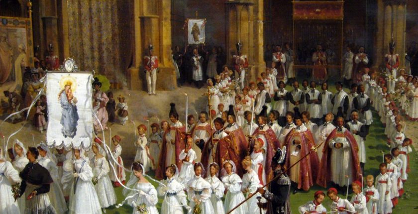 Fête-Dieu à Paris en 1830 – Sortie de procession par Turpin de Crissé